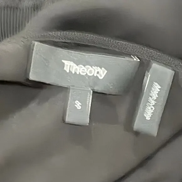 THEORY Silk Rib-knit Waist Midi-dress In Black Size Small - Picture 4 of 10